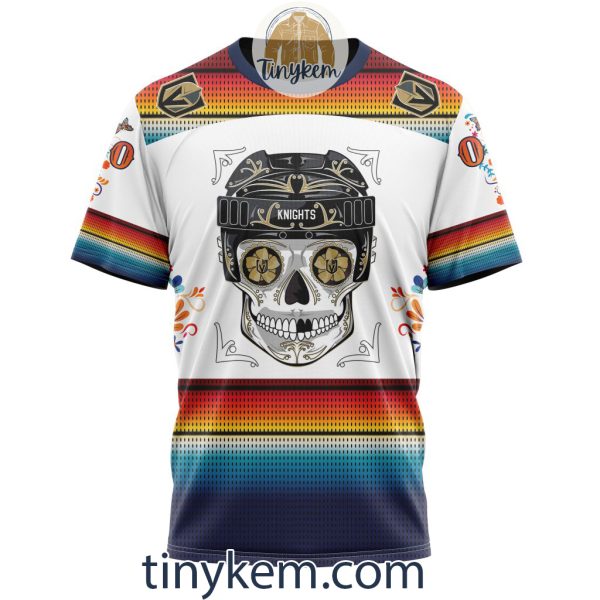 Vegas Golden Knights With Dia De Los Muertos Design On Custom Hoodie, Tshirt