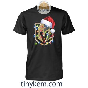 Vegas Golden Knights With Santa Hat And Christmas Light Shirt