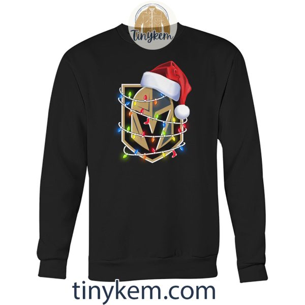 Vegas Golden Knights With Santa Hat And Christmas Light Shirt