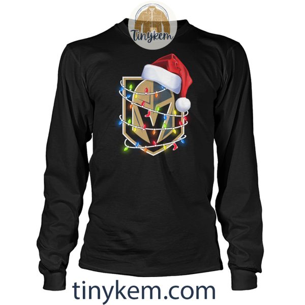 Vegas Golden Knights With Santa Hat And Christmas Light Shirt