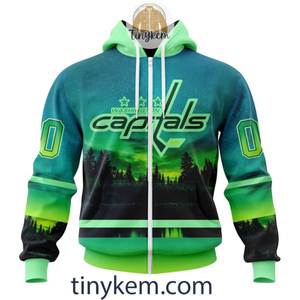 Washington Capitals With Special Northern Light Design 3D Hoodie, Tshirt