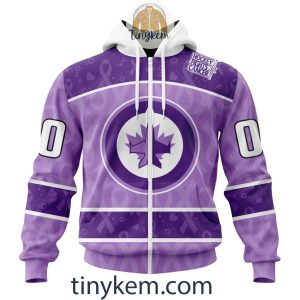 Winnipeg Jets Purple Lavender Hockey Fight Cancer Personalized Hoodie2C Tshirt2B2 BuhXl