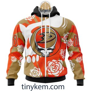 Anaheim Ducks Customized Hoodie Tshirt With Gratefull Dead Skull Design2B2 JRE1L