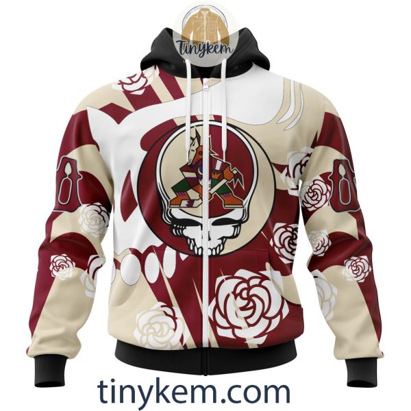 Arizona Coyotes Customized Hoodie, Tshirt With Gratefull Dead Skull Design