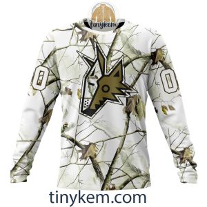 Arizona Coyotes Customized Hoodie Tshirt With White Winter Hunting Camo Design2B4 lzabH