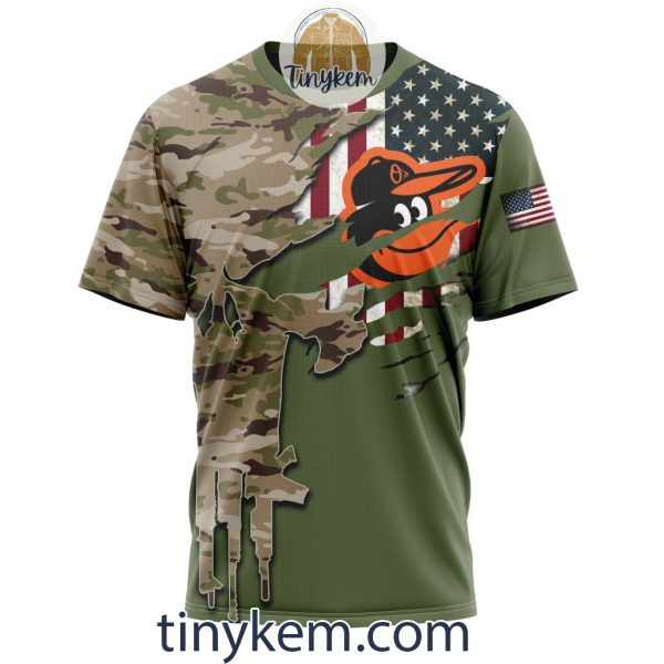 Baltimore Orioles Skull Camo Customized Hoodie, Tshirt Gift For Veteran Day