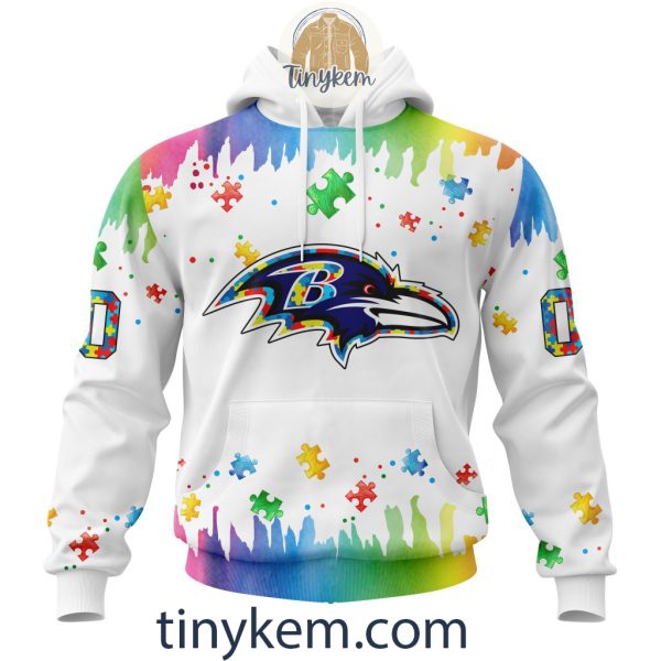 Baltimore Ravens Autism Tshirt, Hoodie With Customized Design For Awareness Month