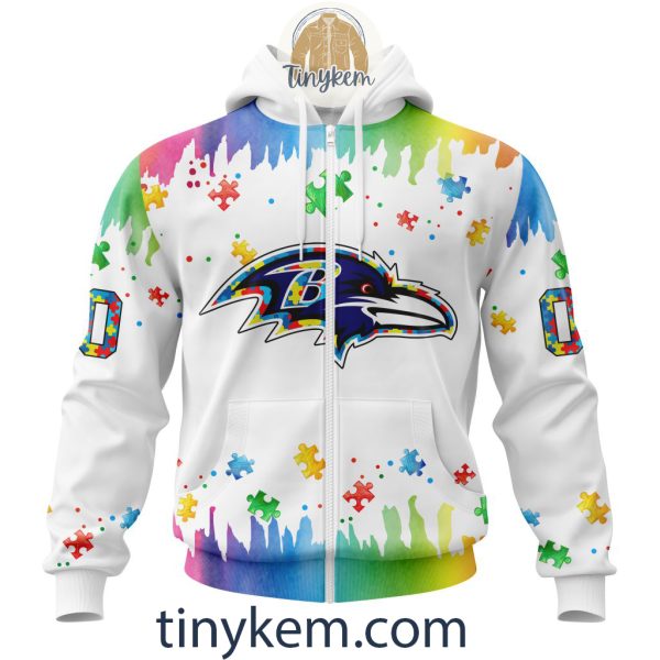 Baltimore Ravens Autism Tshirt, Hoodie With Customized Design For Awareness Month