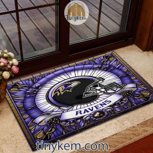 Baltimore Ravens Stained Glass Design Doormat