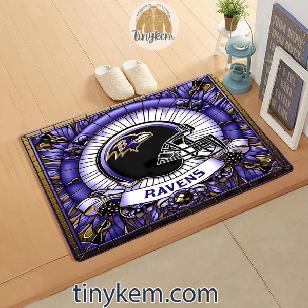 Baltimore Ravens Stained Glass Design Doormat