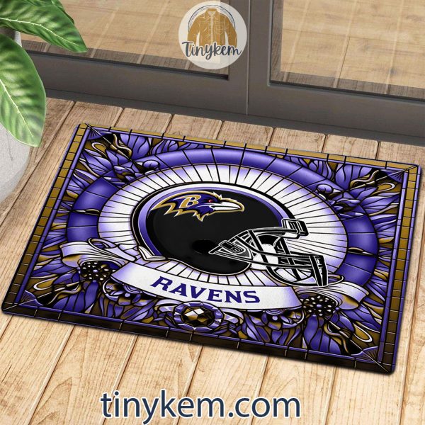 Baltimore Ravens Stained Glass Design Doormat