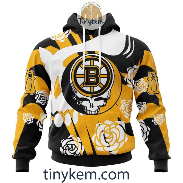 Boston Bruins Customized Hoodie, Tshirt With Gratefull Dead Skull Design