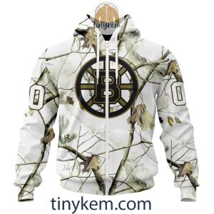 Boston Bruins Customized Hoodie Tshirt With White Winter Hunting Camo Design2B2 XKwvH