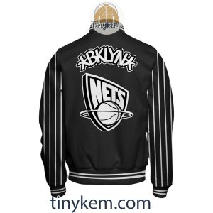 Brooklyn Nets Baseball Jacket With Arm Stripes2B3 VOru3