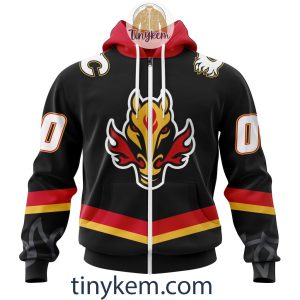 Calgary Flames 2023 Black Alternate Customized Hoodie Tshirt Long Sleeve2B2 OqYK4