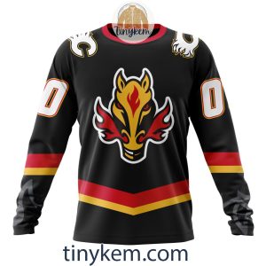 Calgary Flames 2023 Black Alternate Customized Hoodie Tshirt Long Sleeve2B4 4Vnt2