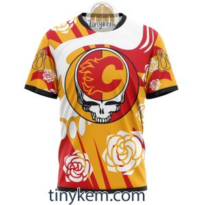 Calgary Flames Customized Hoodie Tshirt With Gratefull Dead Skull Design2B6 s6q5O