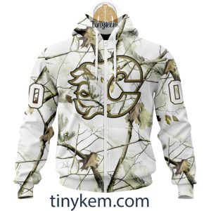 Calgary Flames Customized Hoodie Tshirt With White Winter Hunting Camo Design2B2 mD3FR