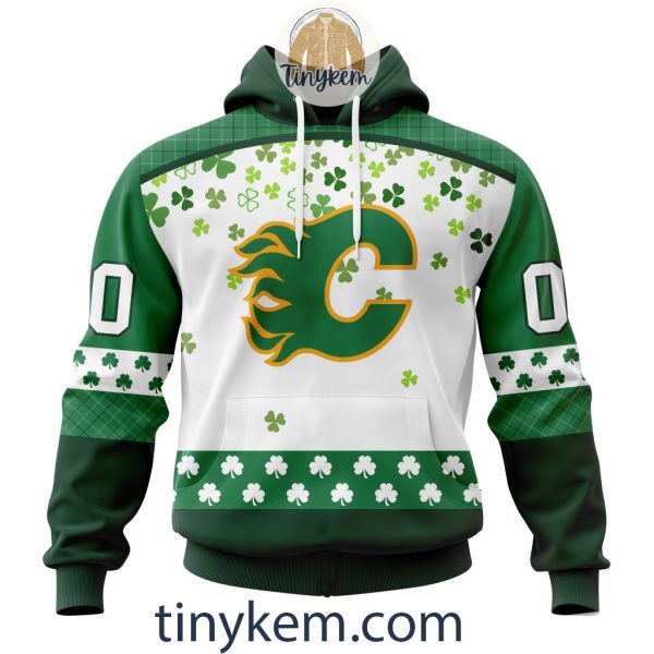 Calgary Flames Hoodie, Tshirt With Personalized Design For St. Patrick Day