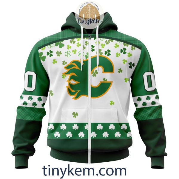 Calgary Flames Hoodie, Tshirt With Personalized Design For St. Patrick Day