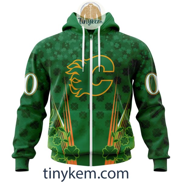 Calgary Flames Shamrocks Customized Hoodie, Tshirt: Gift for St Patrick’s Day