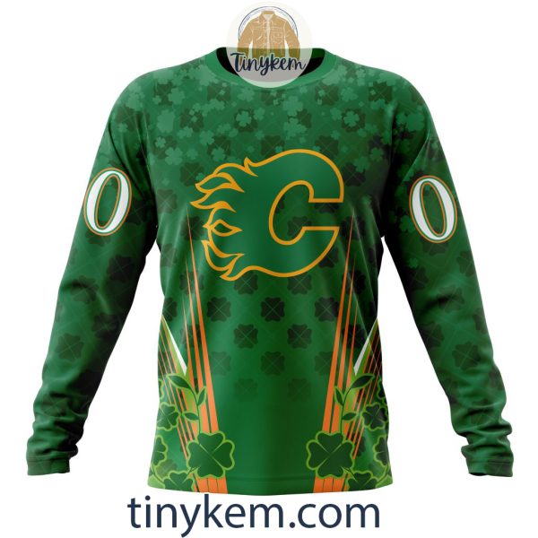 Calgary Flames Shamrocks Customized Hoodie, Tshirt: Gift for St Patrick’s Day