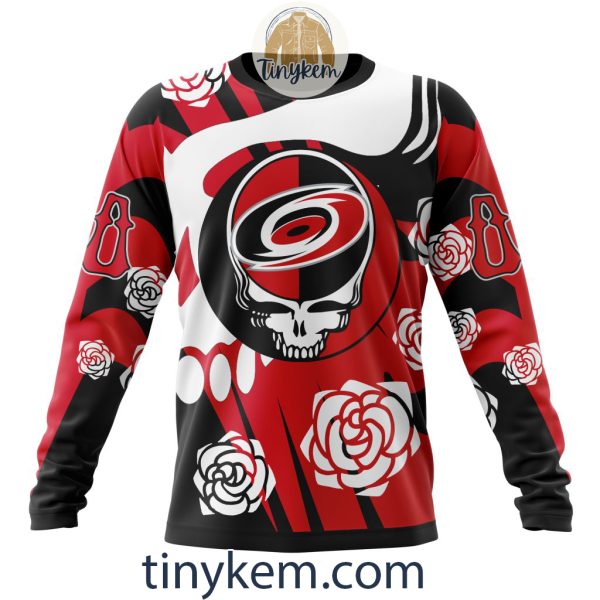 Carolina Hurricanes Customized Hoodie, Tshirt With Gratefull Dead Skull Design