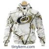Calgary Flames Customized Hoodie, Tshirt With White Winter Hunting Camo Design