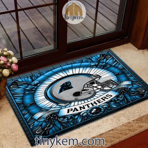Carolina Panthers Stained Glass Design Doormat