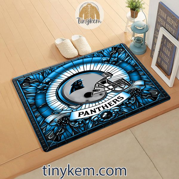 Carolina Panthers Stained Glass Design Doormat