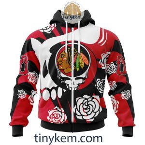 Chicago Blackhawks Customized Hoodie Tshirt With Gratefull Dead Skull Design2B2 RFe3i