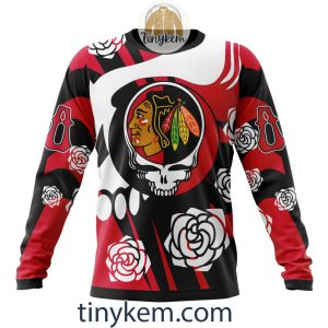 Chicago Blackhawks Customized Hoodie Tshirt With Gratefull Dead Skull Design2B4 y7TrT
