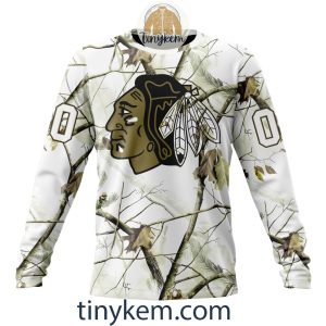 Chicago Blackhawks Customized Hoodie Tshirt With White Winter Hunting Camo Design2B4 9qjih