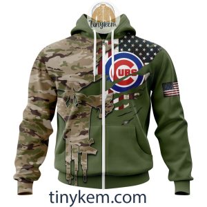Chicago Cubs Skull Camo Customized Hoodie, Tshirt Gift For Veteran Day