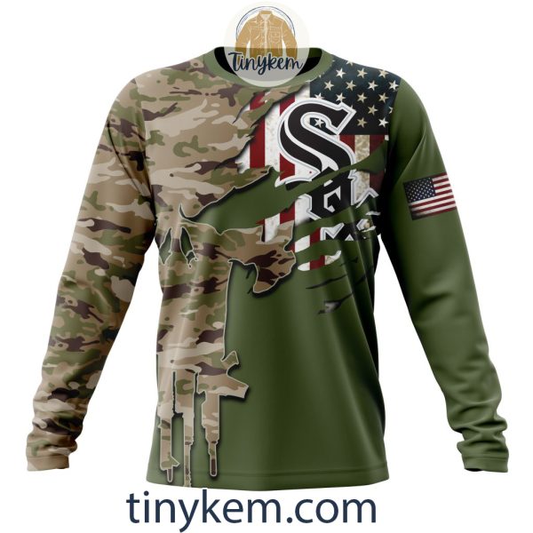 Chicago White Sox Skull Camo Customized Hoodie, Tshirt Gift For Veteran Day