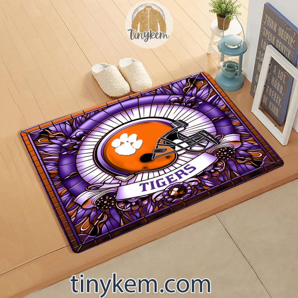 Clemson Tigers Stained Glass Design Doormat