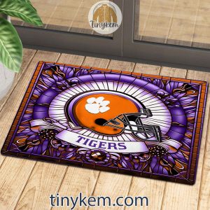 Clemson Tigers Stained Glass Design Doormat2B3 oChNN