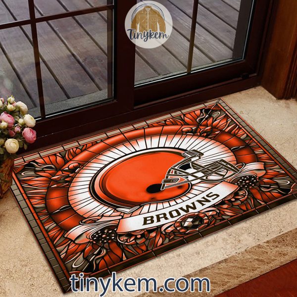 Cleveland Browns Stained Glass Design Doormat