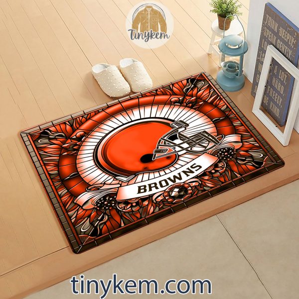Cleveland Browns Stained Glass Design Doormat