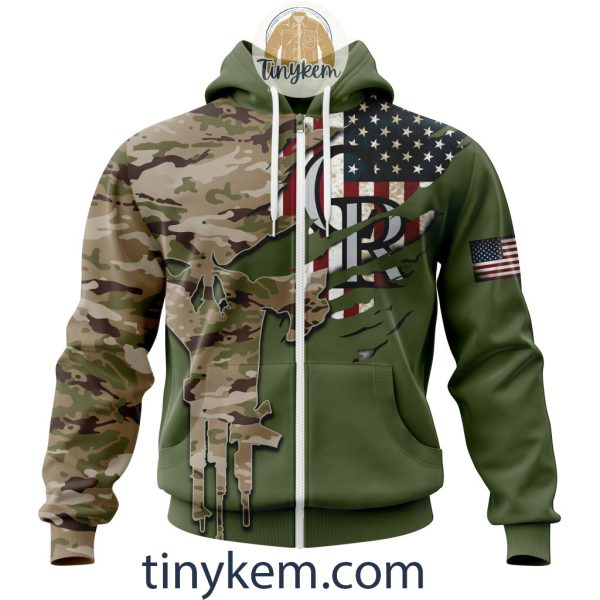 Colorado Rockies Skull Camo Customized Hoodie, Tshirt Gift For Veteran Day