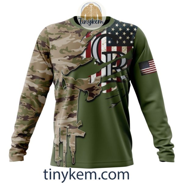 Colorado Rockies Skull Camo Customized Hoodie, Tshirt Gift For Veteran Day