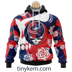 Columbus Blue Jackets Customized Hoodie, Tshirt With Gratefull Dead Skull Design