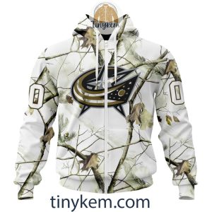 Columbus Blue Jackets Customized Hoodie Tshirt With White Winter Hunting Camo Design2B2 d91X6