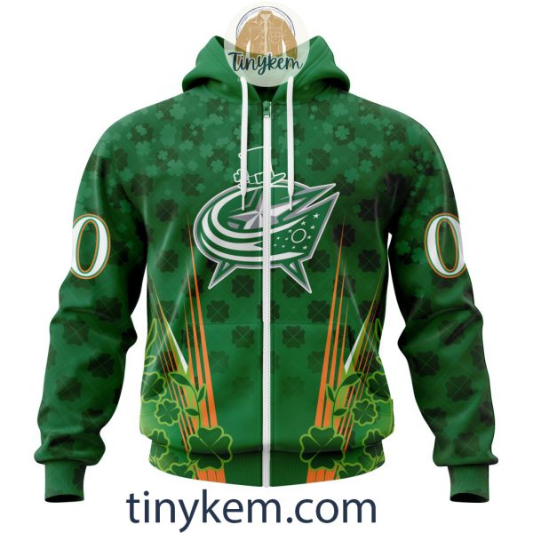 Columbus Blue Jackets Shamrocks Customized Hoodie, Tshirt: Gift for St Patrick’s Day