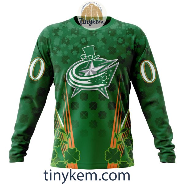 Columbus Blue Jackets Shamrocks Customized Hoodie, Tshirt: Gift for St Patrick’s Day