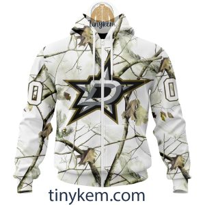 Dallas Stars Customized Hoodie Tshirt With White Winter Hunting Camo Design2B2 gzu1j