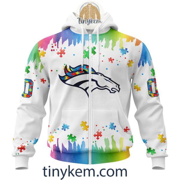 Denver Broncos Autism Tshirt, Hoodie With Customized Design For Awareness Month