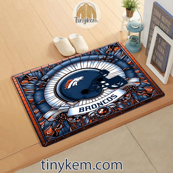 Denver Broncos Stained Glass Design Doormat