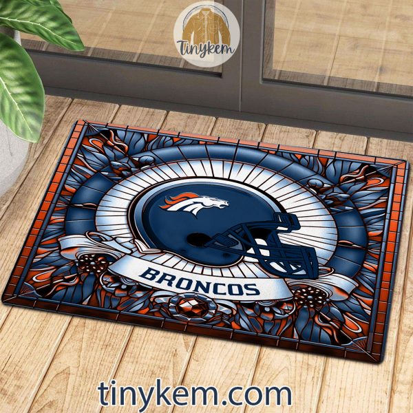 Denver Broncos Stained Glass Design Doormat