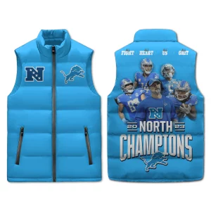 Detroit Lions North Champions 2023 Puffer Sleeveless Jacket